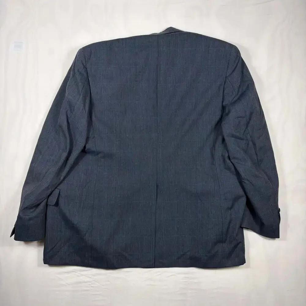 Vintage Palm Beach Men's Gray Plaid Two-Button Blazer Sport Coat
